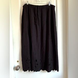 Linen Blend Broderie Trim Skirt